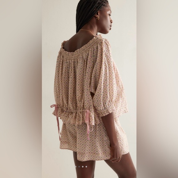 NWT Free People XS Intimately Brighter Days Lounge Set in Almond Combo Cream Pjs - Picture 2 of 6